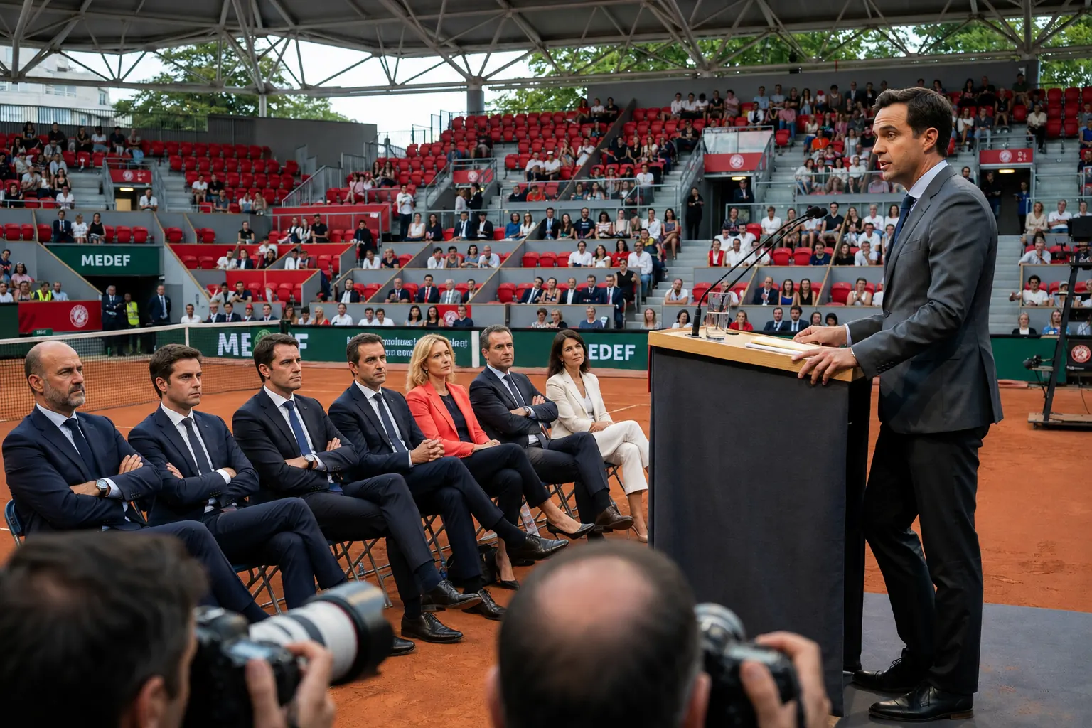 Image de Débat Medef à Roland-Garros : le « lancement de campagne » qui arrange tout le monde, patrons compris